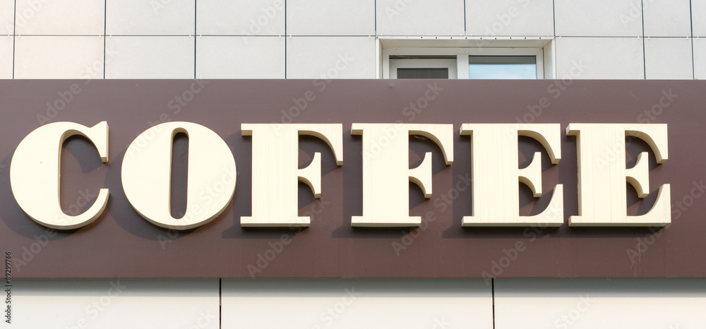Obraz premium coffee signboard with brown background 1