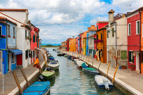Fényképezés Colorful houses on the Burano, Venice, Italy