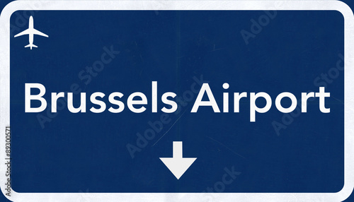 Brussels Belgium Airport Highway Sign photo