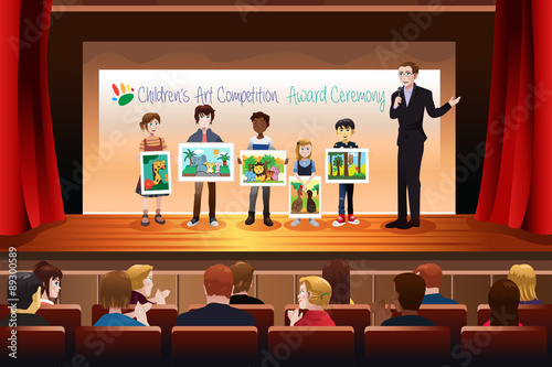 Kids Receiving Award in Art Competition