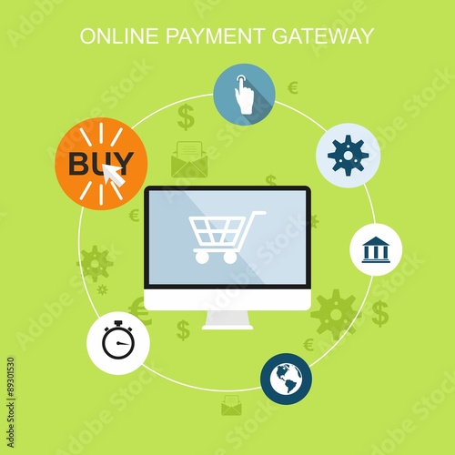 Icons online payment gataway. Flat design.