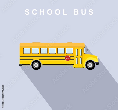 Yellow school bus with shadow