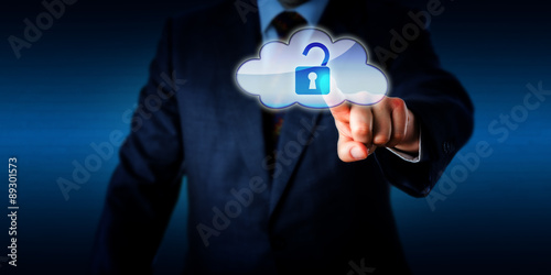 Manager Opening A Lock In The Cloud Via Touch