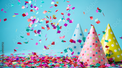 Colored confetti on party hat