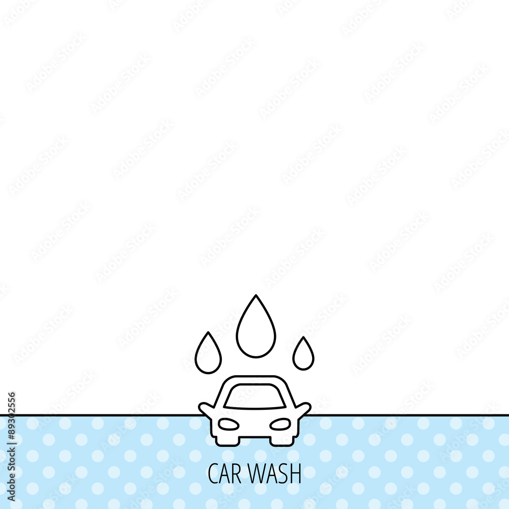 Car wash icon. Cleaning station with water drops