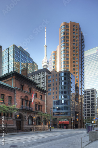 Vertical of Toronto buildings with CN tower in background