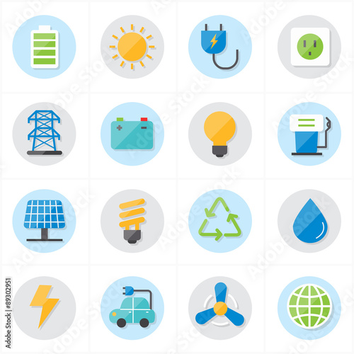 Flat Icons For Environment Icons and Ecology Icons Vector Illustration
