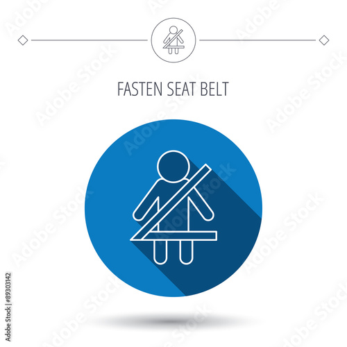 Fasten seat belt icon. Human silhouette sign.