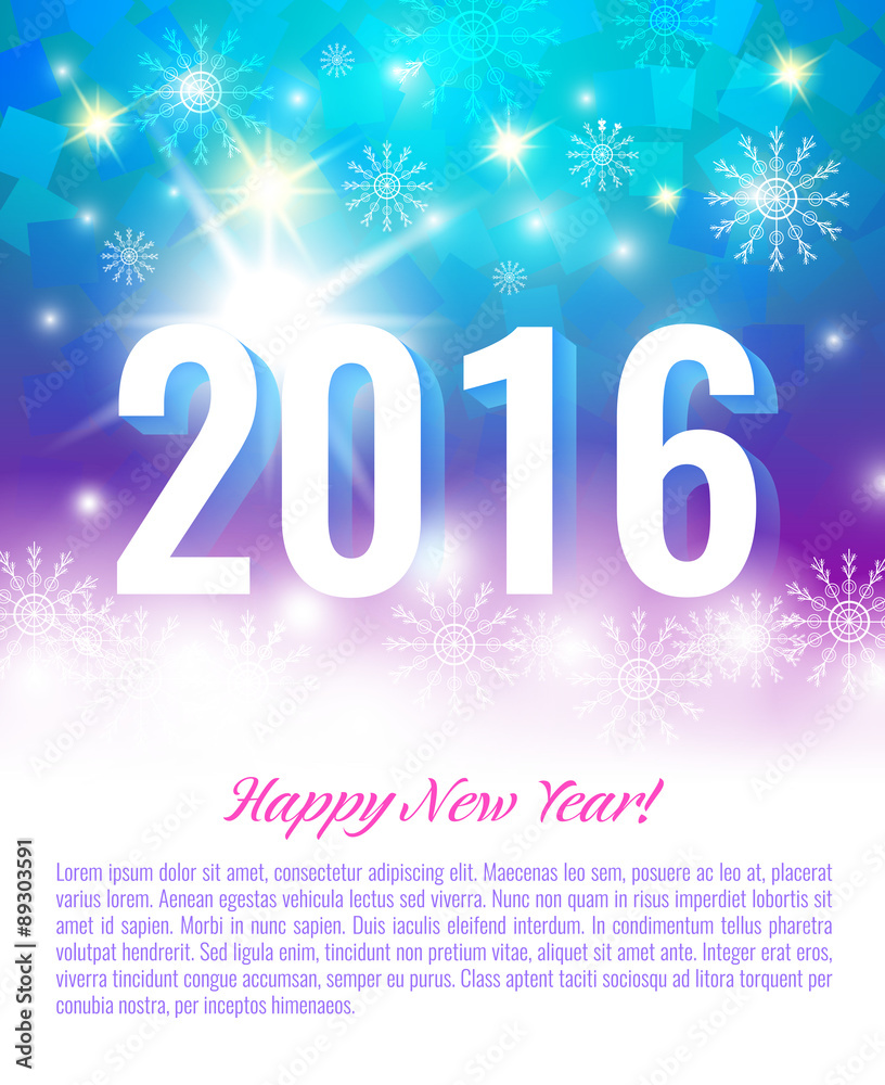 New Year 2016. Vector postcard