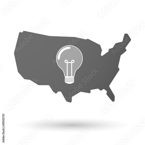 USA map icon with a light bulb
