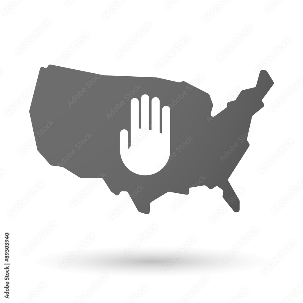 USA map icon with a hand