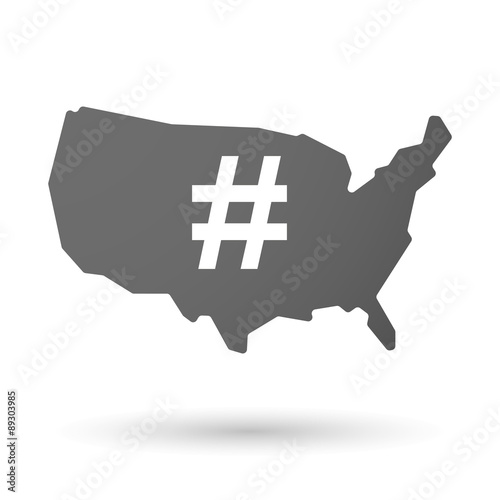 USA map icon with a hash tag