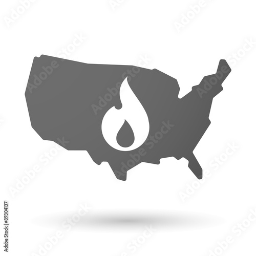 USA map icon with a flame