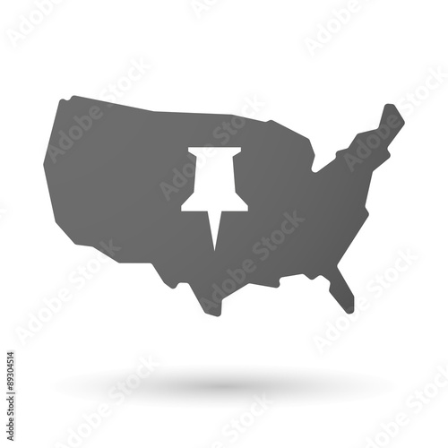 USA map icon with a push pin