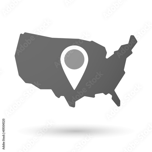 USA map icon with a map mark
