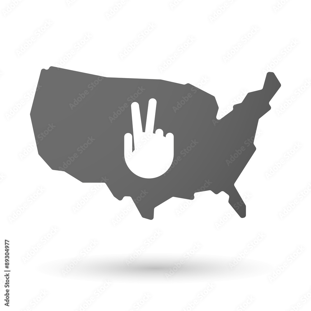 USA map icon with a victory hand USA map icon with a victory hand