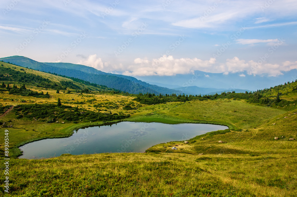 Lake in the Carpathian Mountains. Ukraine