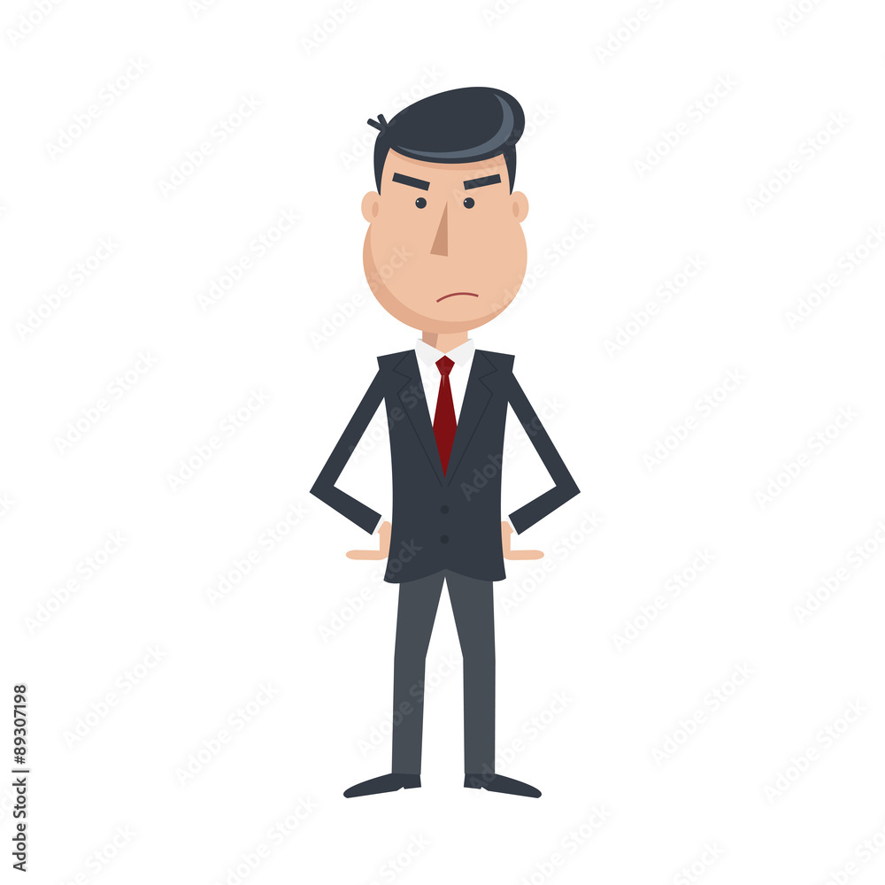 Angry man in suit and tie with arms akimbo. Angry man in suit and tie with arms akimbo.