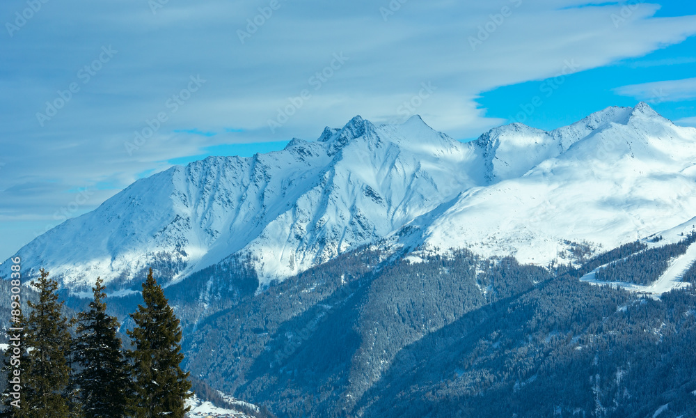 Winter mountain landscape. Kappl ski resort, Austria.