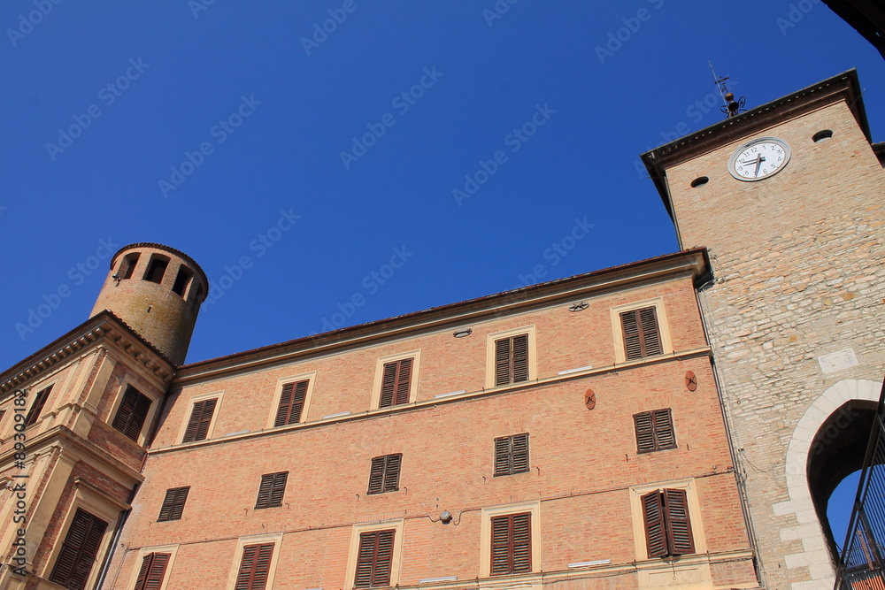 Walls of the old castle in Cerreto D'esi, Italy