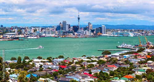 Auckland city downtown from the Borough of Devonport peak