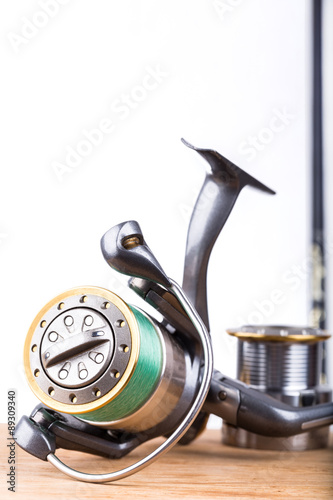 fishing rod and reel with line