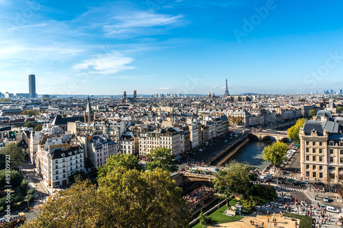 Paris Panorama. View from Cathedral Notre Dame de Paris. France. © dbrnjhrj