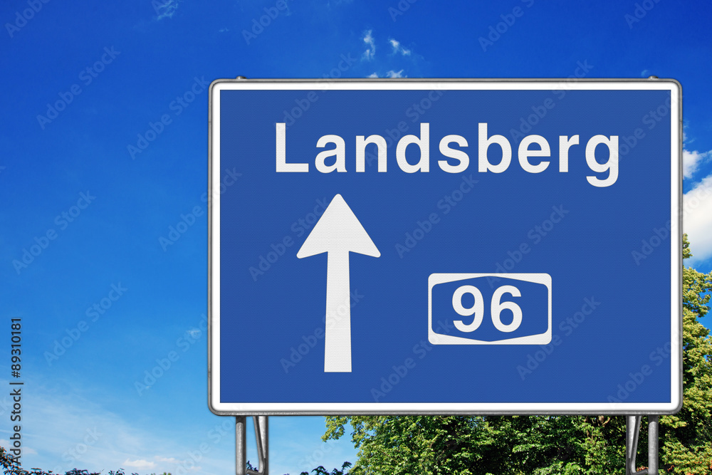 Hinweisschild auf A 96 Richtung Landsberg Hinweisschild auf A 96 Richtung Landsberg