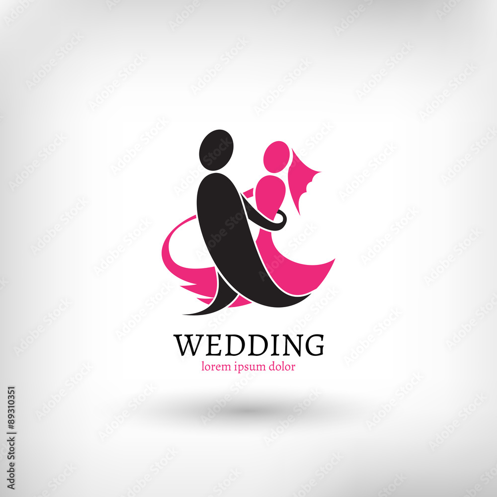 Vector wedding logo design template, marriage couple ceremony symbol Stock  Vector | Adobe Stock