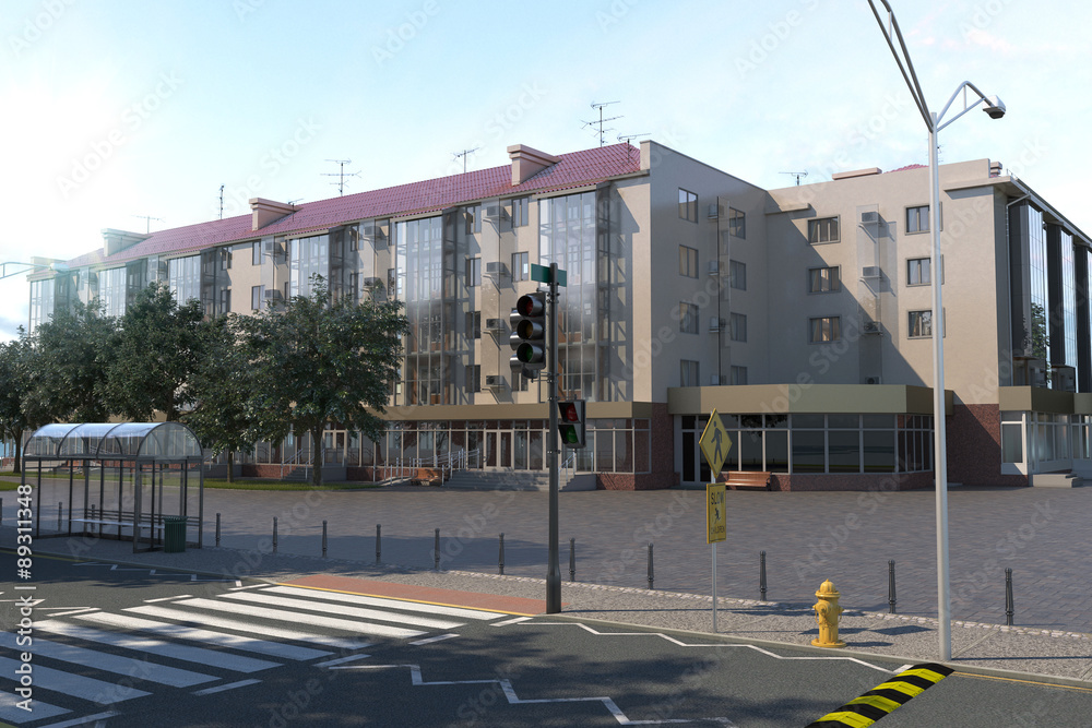 3D illustration of a five-floor house 3D illustration of a five-floor house