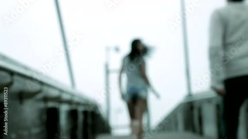 Wallpaper Mural Woman attacked by man on bridge violence out of focus Torontodigital.ca