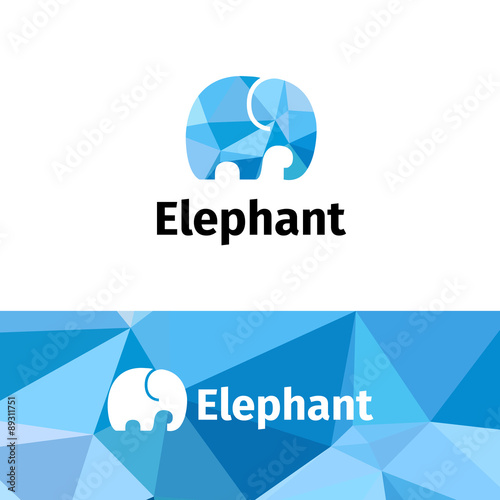 Vector polygonal minimalistic elephant logo. Low poly logotype