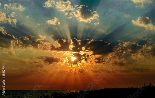 rays of the sun in the clouds