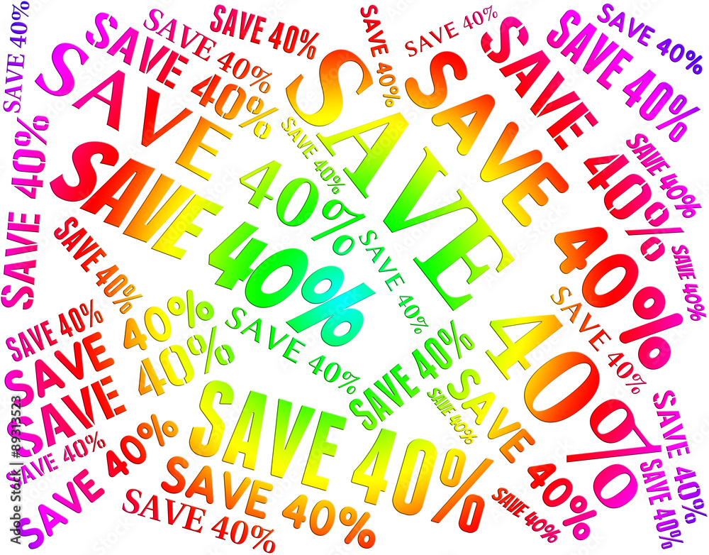 Forty Percent Off Represents Reduction Bargain And Words Forty Percent Off Represents Reduction Bargain And Words