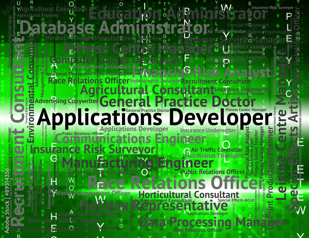 Obraz premium Applications Developer Shows Program Recruitment And Employee