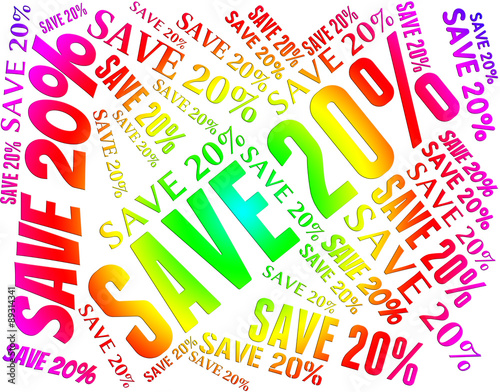 Save Twenty Percent Represents Words Text And Promotional