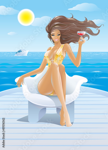Woman relaxing on a yacht summer holidays