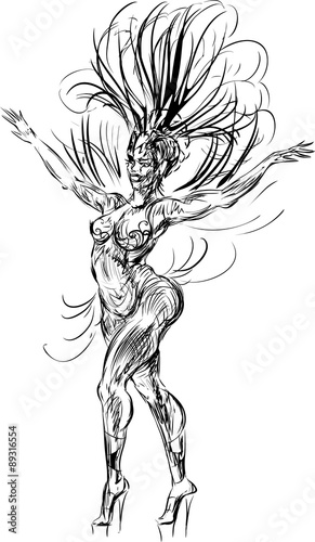 sketch of samba dancer