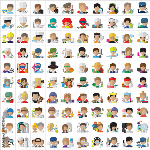 Flat People Set - Different Occupation - Vector Illustration 