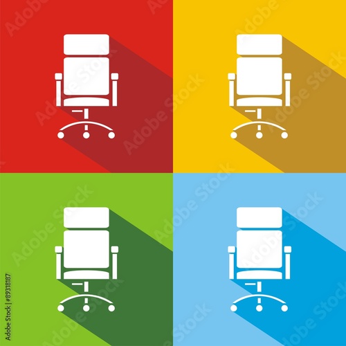 Iconos silla de oficina colores sombra