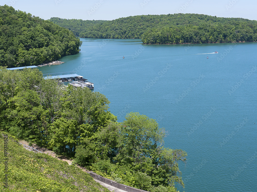 Lake Norris formed by the Norris Dam on the River Clinch in the Tennessee Valley USA
