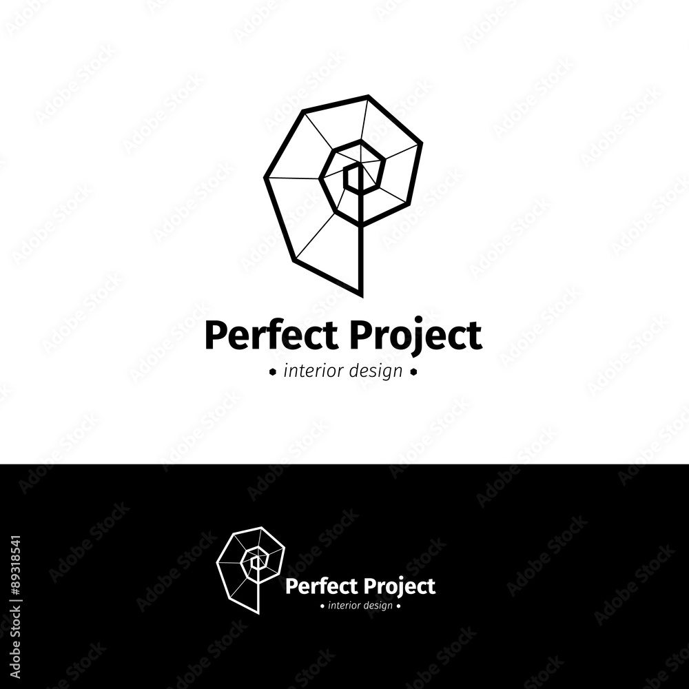 Vector minimalistic interior design logo. Black and white Vector minimalistic interior design logo. Black and white