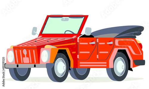 Caricatura 181 type abierto rojo vista frontal y lateral