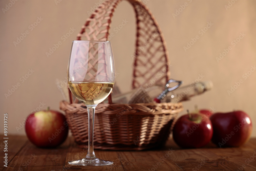 Fototapeta premium Fruit basket and wine