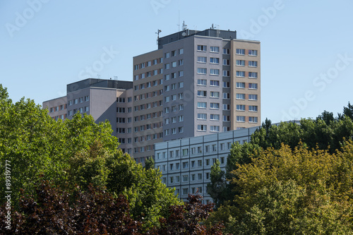 typical east german plattenbau buildings in berlin