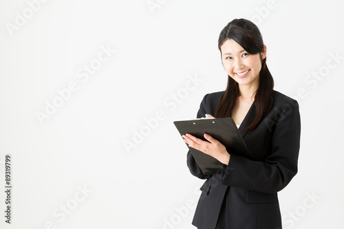 asian businesswoman on white background