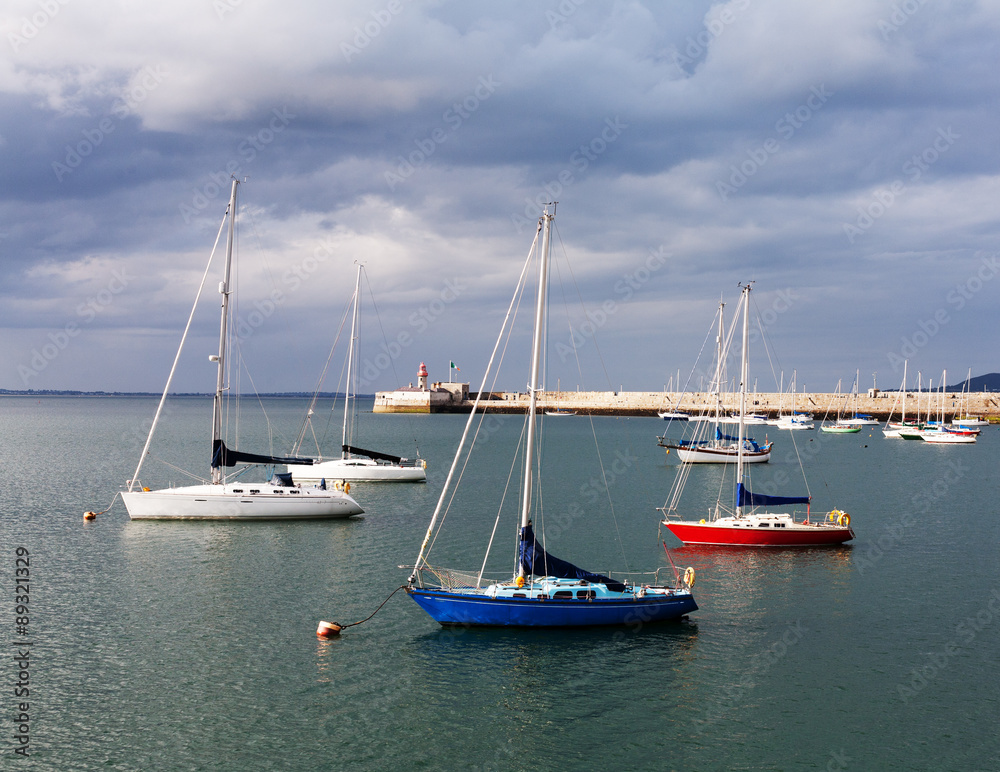 Boats in the harbour of Dun Laoghaire, Ireland.