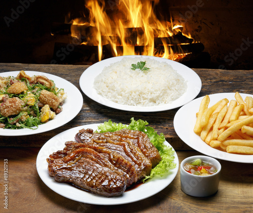 picanha potato with rice and beans drover photo