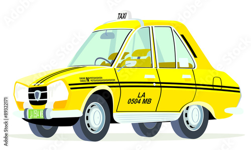 Caricatura Peugeot 504 taxi Lagos Nigeria vista frontal y lateral