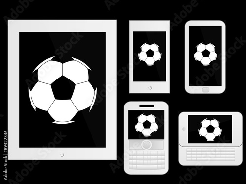 Mobile Devices with Football White